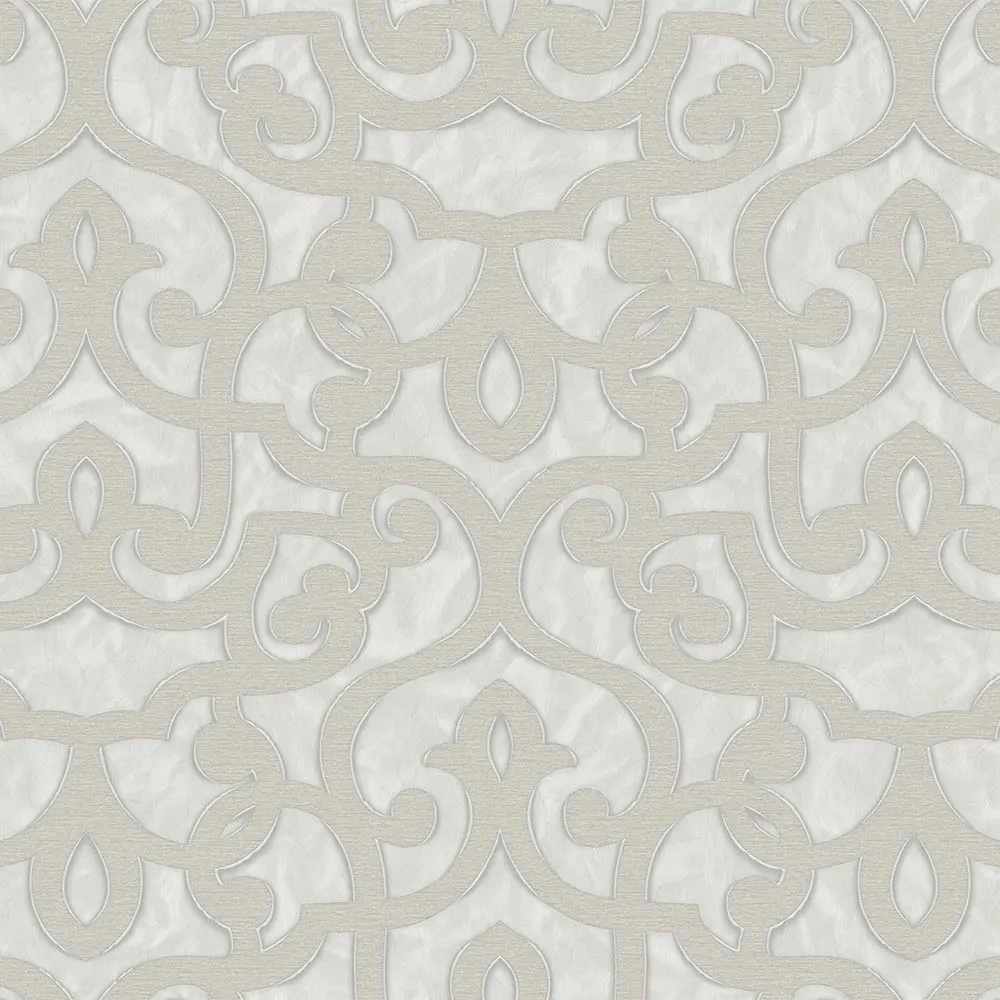 Beige Embossed Wallpaper – Damask Elegance (7810-1)